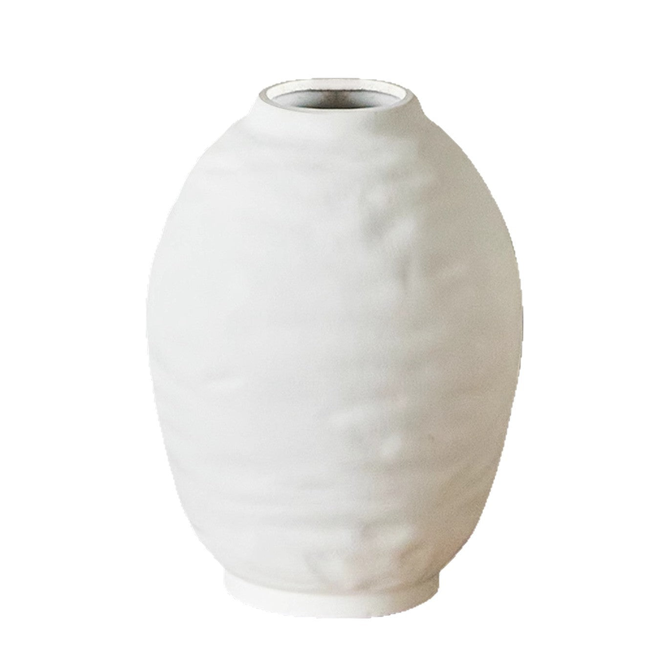 Ridged oval ceramic vase product view