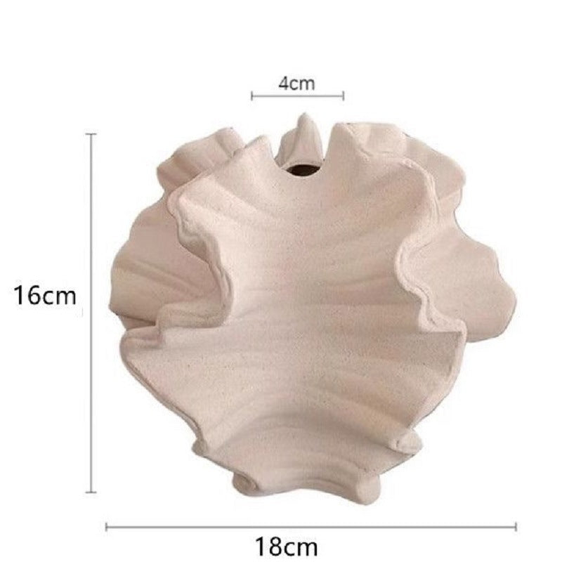 Ruffled wave ceramic vase dimensions showing height width and opening diameter