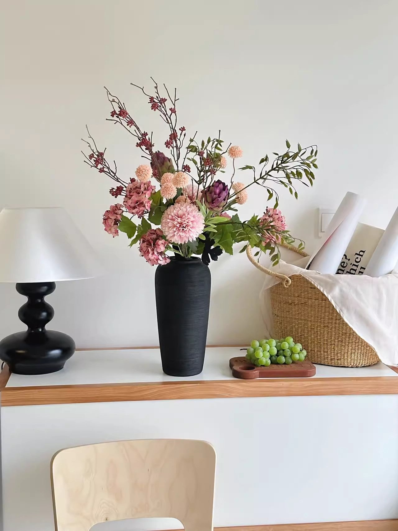 Textured ceramic vase displayed in an interior setting